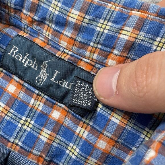 Ralph Lauren Shirt Mens L Blue Plaid Long Sleeve Button Down Classic Fit - Picture 5 of 9